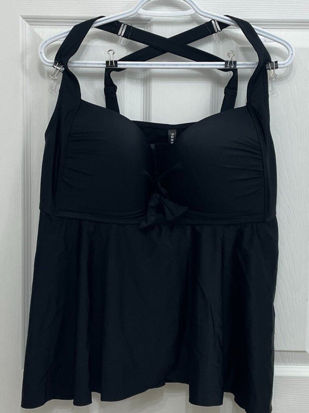Torrid Black Underwire Flounce Swim Dress Tankini Top D DD Cup Size 3 3X 22 24